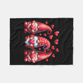 Valentines Day Gnomes Cute Red Hearts Love Gnome W フリースブランケット (正面(横))