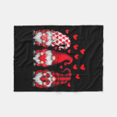 Valentines Day Gnomes Cute Red Hearts Love Gnome W フリースブランケット (正面(横))