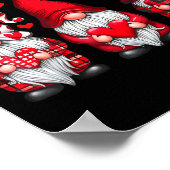 Valentines Day Gnomes Cute Red Hearts Love Gnome W ポスター (角)