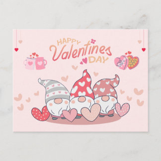 Valentine's Day Gnomes with Hearts シーズンポストカード