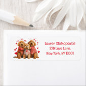 Valentines Day Goldendoodle Dogs ラベル (インサイチュ)