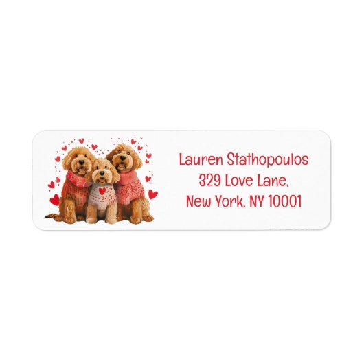 Valentines Day Goldendoodle Dogs ラベル (正面)