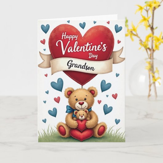 Valentines Day Grandson Heart Card カード (黄色い花)
