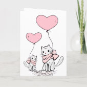 Valentine's Day Greeting Card Cat Pink Hearts  シーズンカード (裏面)