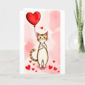 Valentine's Day Greeting Card Cat Red Hearts  シーズンカード (裏面)