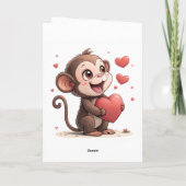 Valentine's Day Greeting Card Monkey Red Hearts  シーズンカード (裏面)