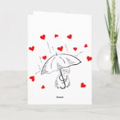 Valentine's Day Greeting Card Umbrella Red Hearts  シーズンカード (裏面)