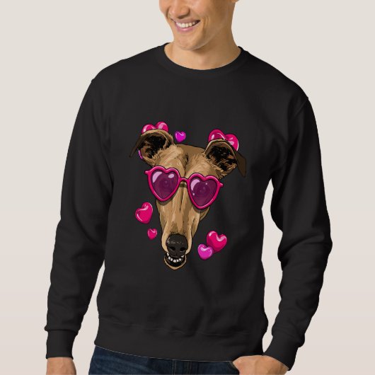 Valentines Day Greyhound Heart Couples Greyhound R スウェットシャツ (正面)