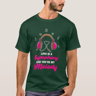 Valentines Day Headphone Couple Love Music friends Tシャツ