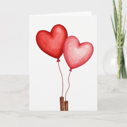 Valentines Day Heart Balloons Card カード (正面)