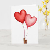 Valentines Day Heart Balloons Card カード (黄色い花)