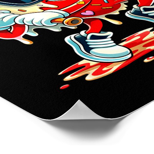 Valentines Day Heart Baseball Drip Ice Cream Boys ポスター (角)