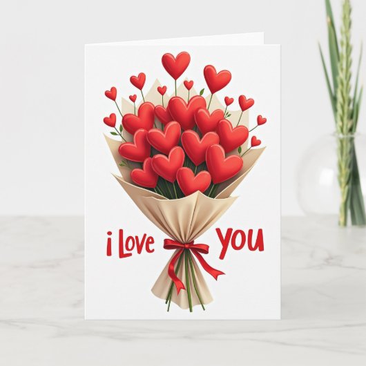 Valentines Day Heart Bouquet Card カード (正面)