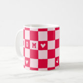 Valentine's Day Heart Checkered Mom Mug コーヒーマグカップ (正面左)