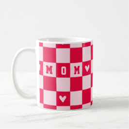Valentine's Day Heart Checkered Mom Mug コーヒーマグカップ