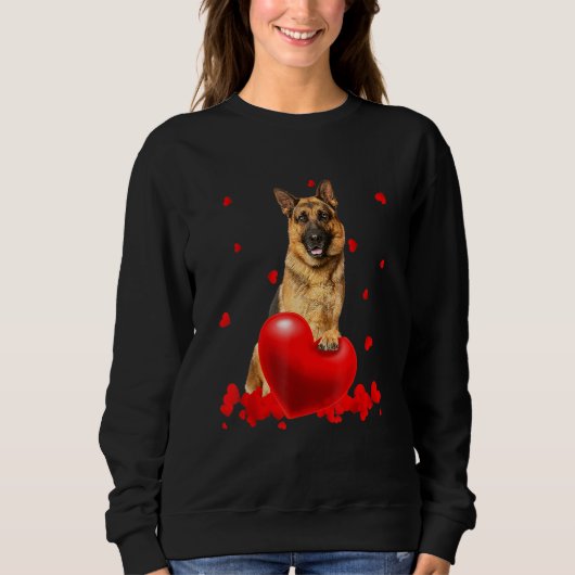 Valentine's Day Heart Couple German Shepherd Dog P スウェットシャツ (正面)