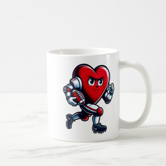 Valentines Day Heart Football Player Team Srts コーヒーマグカップ (右)