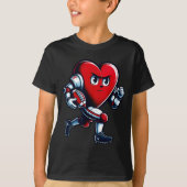 Valentines Day Heart Football Player Team Srts  Tシャツ (正面)