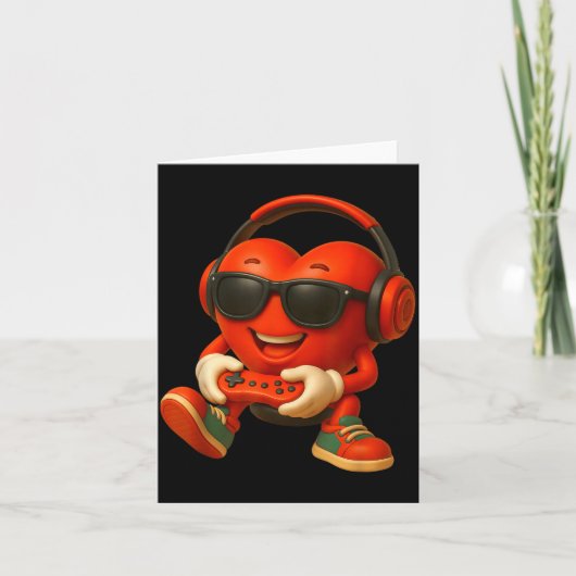 Valentines Day Heart Gamer Video Gaming Boys Men K カード (正面)