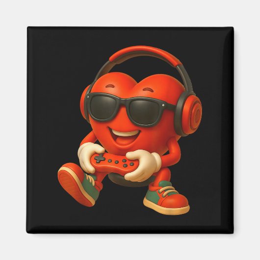 Valentines Day Heart Gamer Video Gaming Boys Men K マグネット (正面)