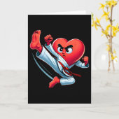 Valentine's Day Heart Karate Kick Mma Taekwondo Mu カード (黄色い花)