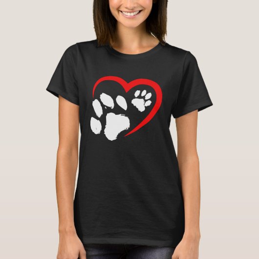 Valentines Day Heart Paws Funny Cat Dog Lover Adul Tシャツ (正面)