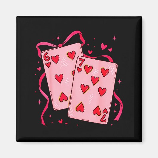 Valentines Day Heart Playing Cards In Love Funny 6 マグネット (正面)