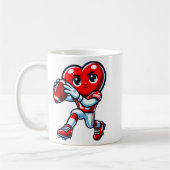 Valentines Day Heart Quarterback Football Srts コーヒーマグカップ (左)