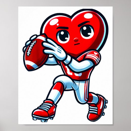 Valentines Day Heart Quarterback Football Srts  ポスター (正面)