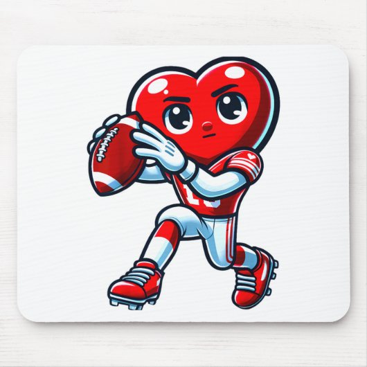 Valentines Day Heart Quarterback Football Srts  マウスパッド (正面)