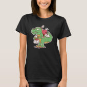 Valentines Day Heart Riding Dinosaur Rex  V Day Sa Tシャツ (正面)