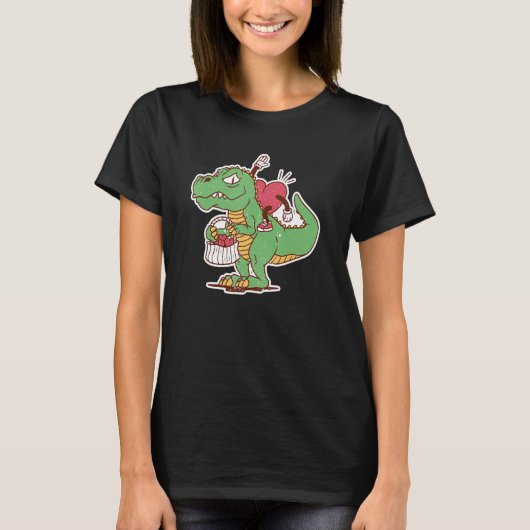 Valentines Day Heart Riding Dinosaur Rex  V Day Sa Tシャツ (正面)