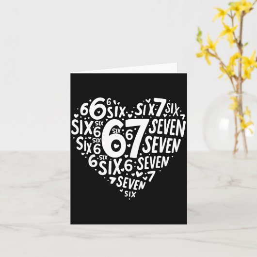 Valentines Day Heart Six Seven 67 Meme 6 7 Men Wom カード (黄色い花)