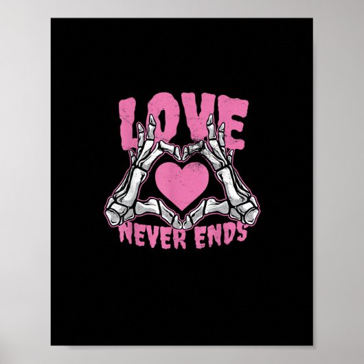 Valentines Day Heart Skeleton Hands Heart ポスター (正面)