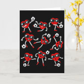 Valentines Day Heart Soccer Player Funny Boys Girl カード (黄色い花)