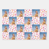 Valentine's Day Hearts and Square Photos Set of 3 ラッピングペーパーシート (正面)