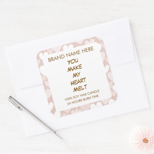 Valentine's Day Hearts Custom Candle Labels  スクエアシール (封筒)