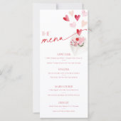 Valentines Day Hearts Food and Drinks Menu Card (正面)