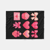 Valentines Day Hearts Leopard Coquette Bow Party W フリースブランケット (正面(横))