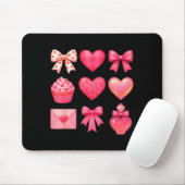 Valentines Day Hearts Leopard Coquette Bow Party W マウスパッド (マウス)