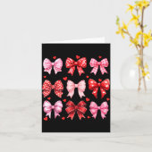 Valentines Day Hearts Leopard Coquette Bow Women G カード (黄色い花)