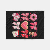 Valentines Day Hearts Leopard Coquette Bow Women G フリースブランケット (正面(横))