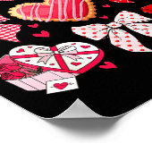 Valentines Day Hearts Leopard Coquette Bow Women G ポスター (角)