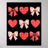 Valentines Day Hearts Leopard Coquette Bow Women G ポスター (正面)