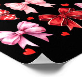 Valentines Day Hearts Leopard Coquette Bow Women G ポスター (角)