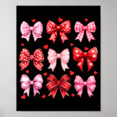 Valentines Day Hearts Leopard Coquette Bow Women G ポスター (正面)