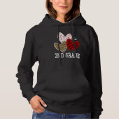 Valentines Day Hearts Leopard Red Plaid 2nd Grade  パーカ (正面)