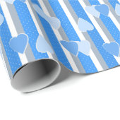 Valentine's Day hearts on striped background  ラッピングペーパー (ロールコーナー)