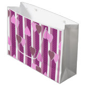 Valentine's Day hearts on striped background  ラージペーパーバッグ (正面アングル)