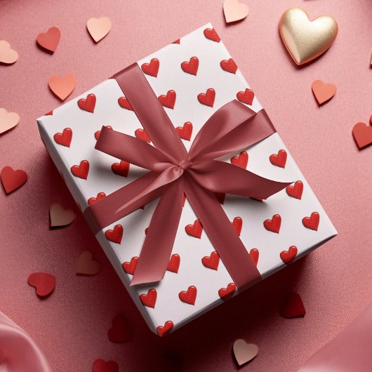Valentine's Day Hearts Pattern Wrapping Paper ラッピングペーパー